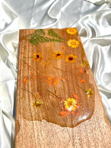 Wild Flower Bronze Glitter Charcuterie Board | Serving Board | Floral Cheese Board
