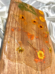 Wild Flower Bronze Glitter Charcuterie Board | Serving Board | Floral Cheese Board