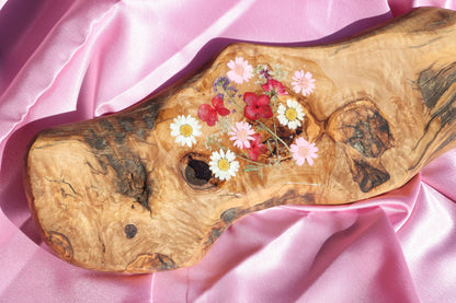 Pink Red Flower Charcuterie Board | Floral Resin Board | Serving Tray | Cheese Board | Wild Flower