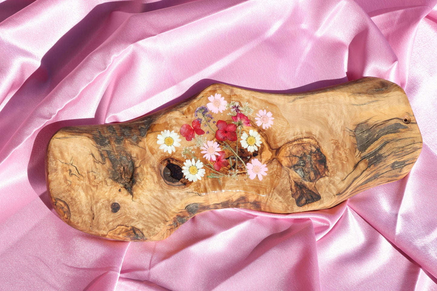 Pink Red Flower Charcuterie Board | Floral Resin Board | Serving Tray | Cheese Board | Wild Flower
