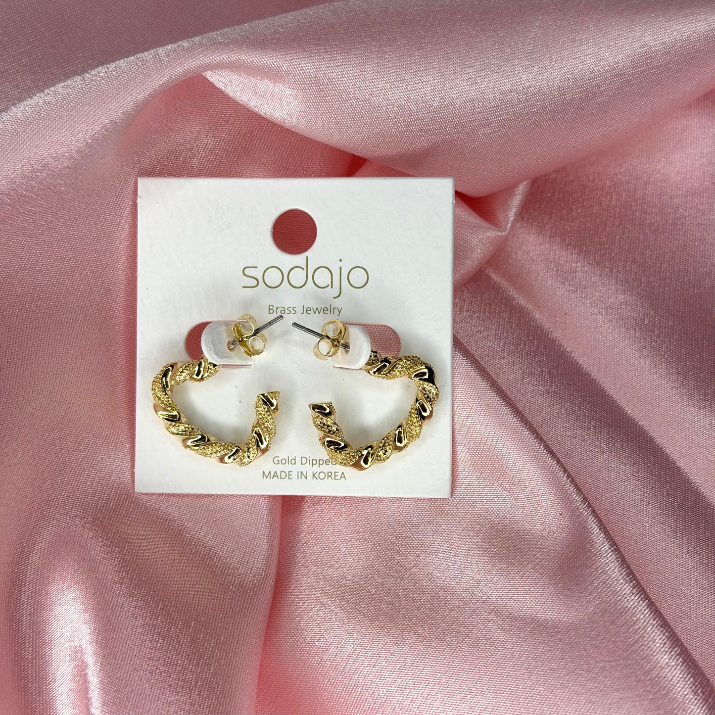 Gold Dipped Heart Rope Earrings