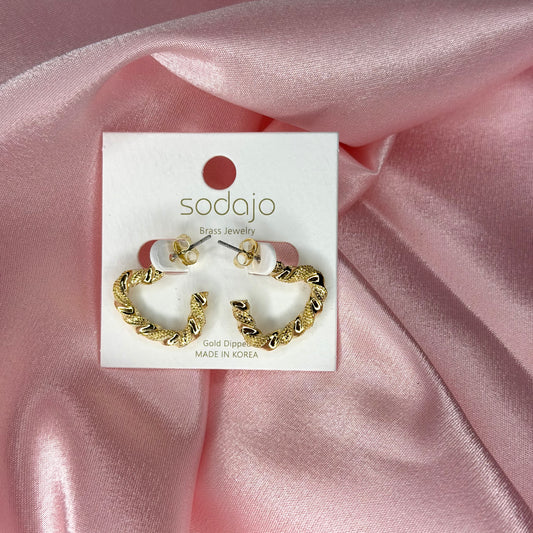 Gold Dipped Heart Rope Earrings
