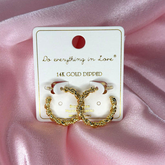 14K Gold Dipped Rope Hoop Earrings