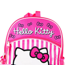 Load image into Gallery viewer, Hello Kitty Bows and Stripes Backpack with One Front Pocket Pink Frontclose