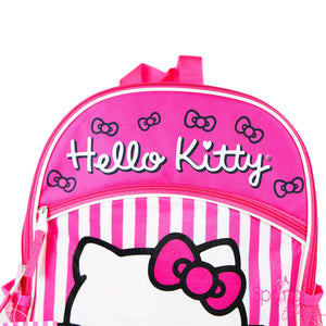 Hello Kitty Bows and Stripes Backpack with One Front Pocket Pink Frontclose