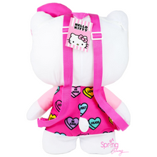 Load image into Gallery viewer, Hello Kitty Plush Backpack with heart-shaped prints backside