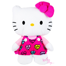 Load image into Gallery viewer, Hello Kitty Plush Backpack with heart-shaped prints
