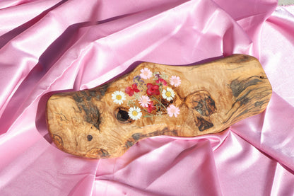 Pink Red Flower Charcuterie Board | Floral Resin Board | Serving Tray | Cheese Board | Wild Flower