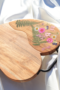 Heart Shaped Pink Flower Charcuterie Board | Floral Resin Board | Serving Tray | Cheese Board | Wild Flower