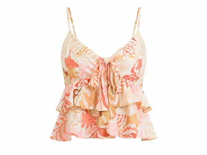Floral tiered tank top on a white background