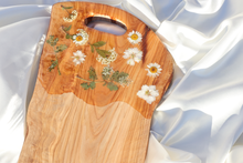 Load image into Gallery viewer, White Flower Charcuterie Board | Floral Resin Board | Serving Tray | Cheese Board | Wild Flower