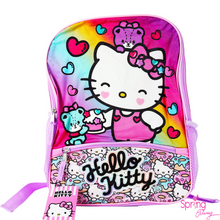 Load image into Gallery viewer, Hello Kitty Rainbow Hearts BackPack  closeup